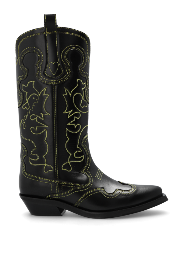 Ganni Leather cowboy boots Women's Shoes Vitkac